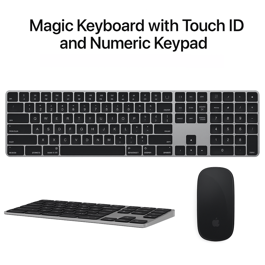 Apple Magic Keyboard with Touch ID + Magic Mouse (Black) – Wireless Combo Set New In The Box.