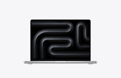 Laptop with a black screen displaying abstract white lines on a white background